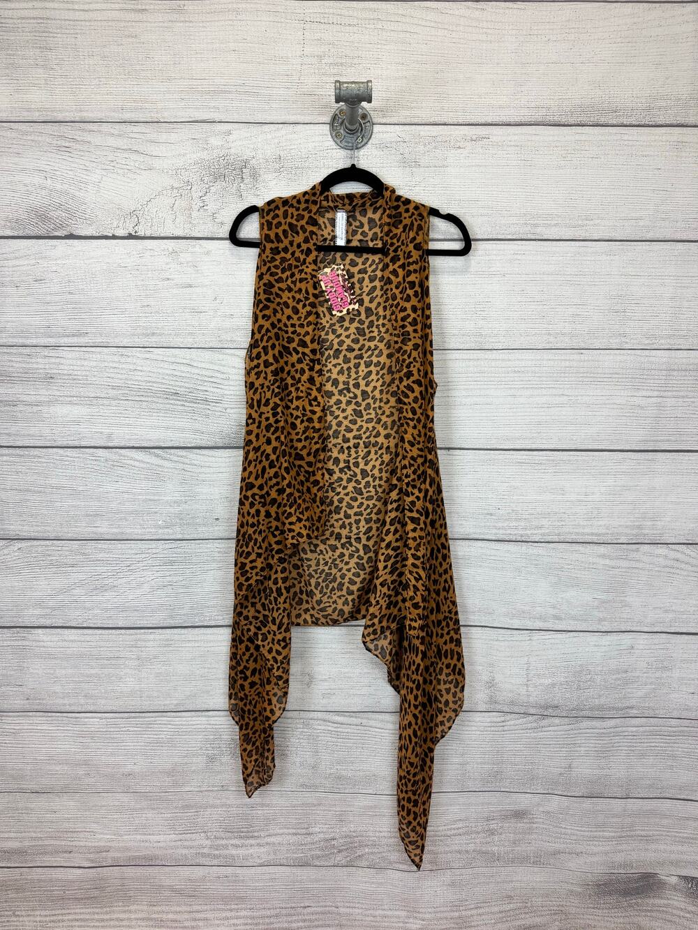 Giddy Up Glamour Women's Lightweight Cheetah Print Sleeveless Kimono One Size